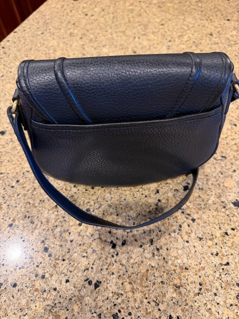 Gigi New York Cross Grain Leather Black Saddle Bag